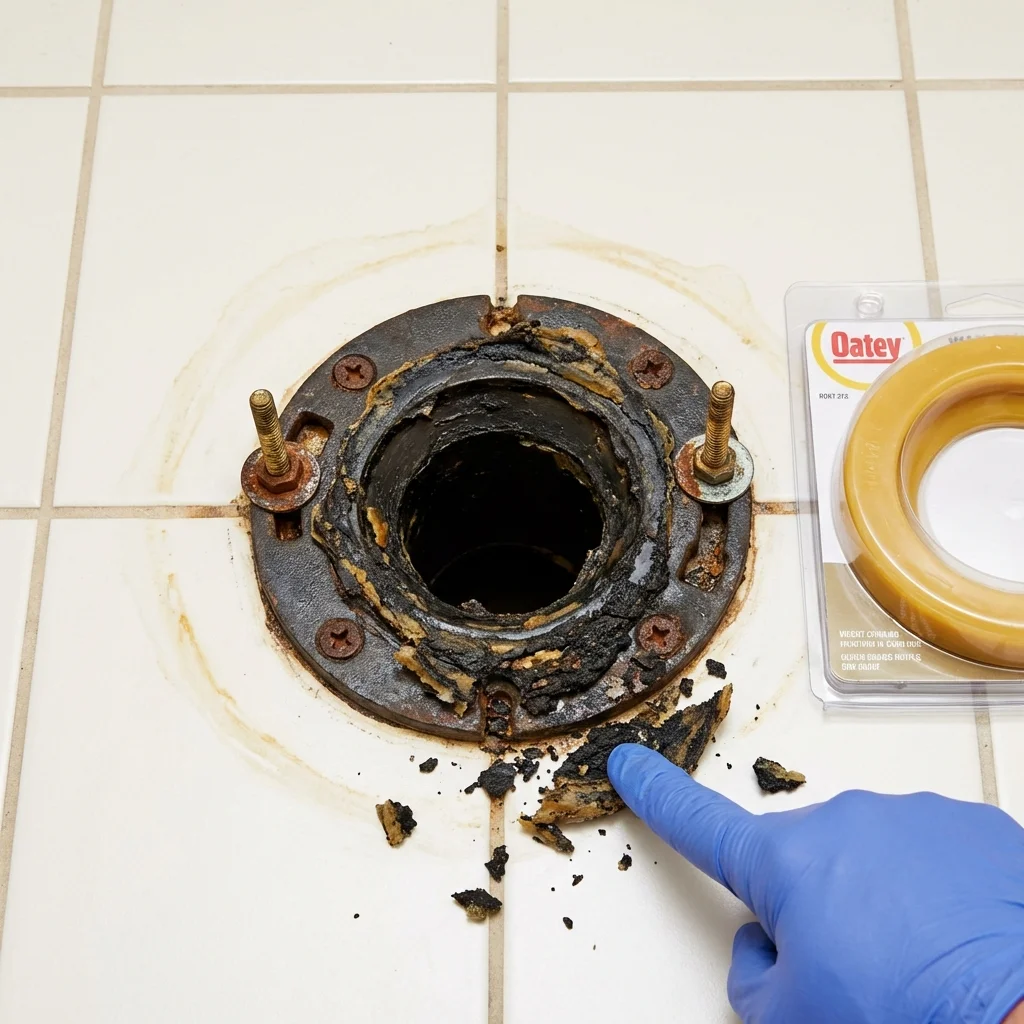 Failed wax ring showing water seepage at the base of a toilet in a Salt Lake City, UT home