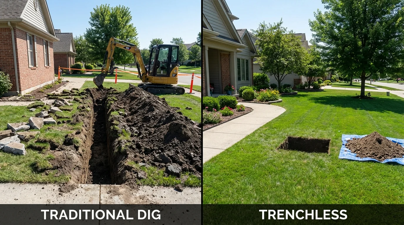 Trenchless sewer repair with minimal yard damage versus traditional excavation in Salt Lake City, UT
